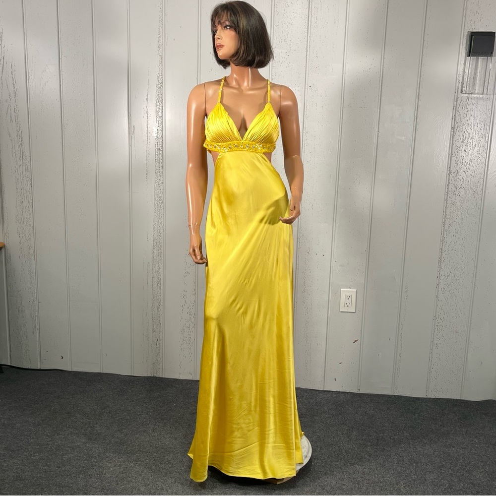 Aidan Mattox Women's Vibrant Yellow Silk Gown Sz 6 - Picture 15 of 17